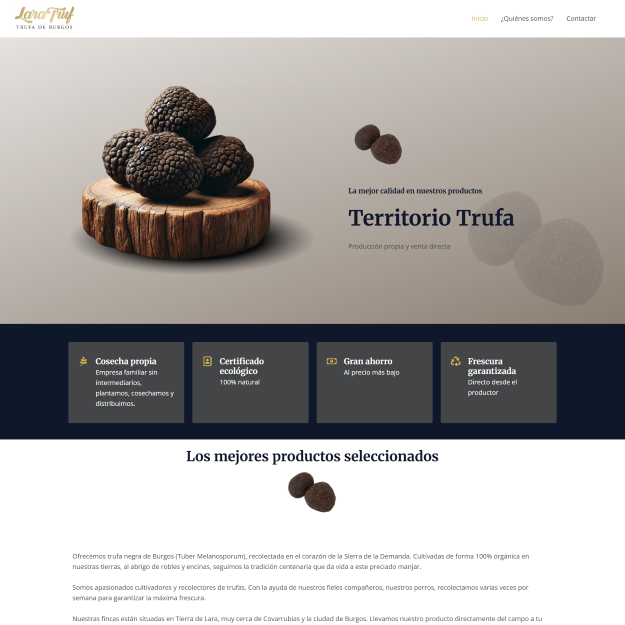 Diseño web de productor y venta de trufa